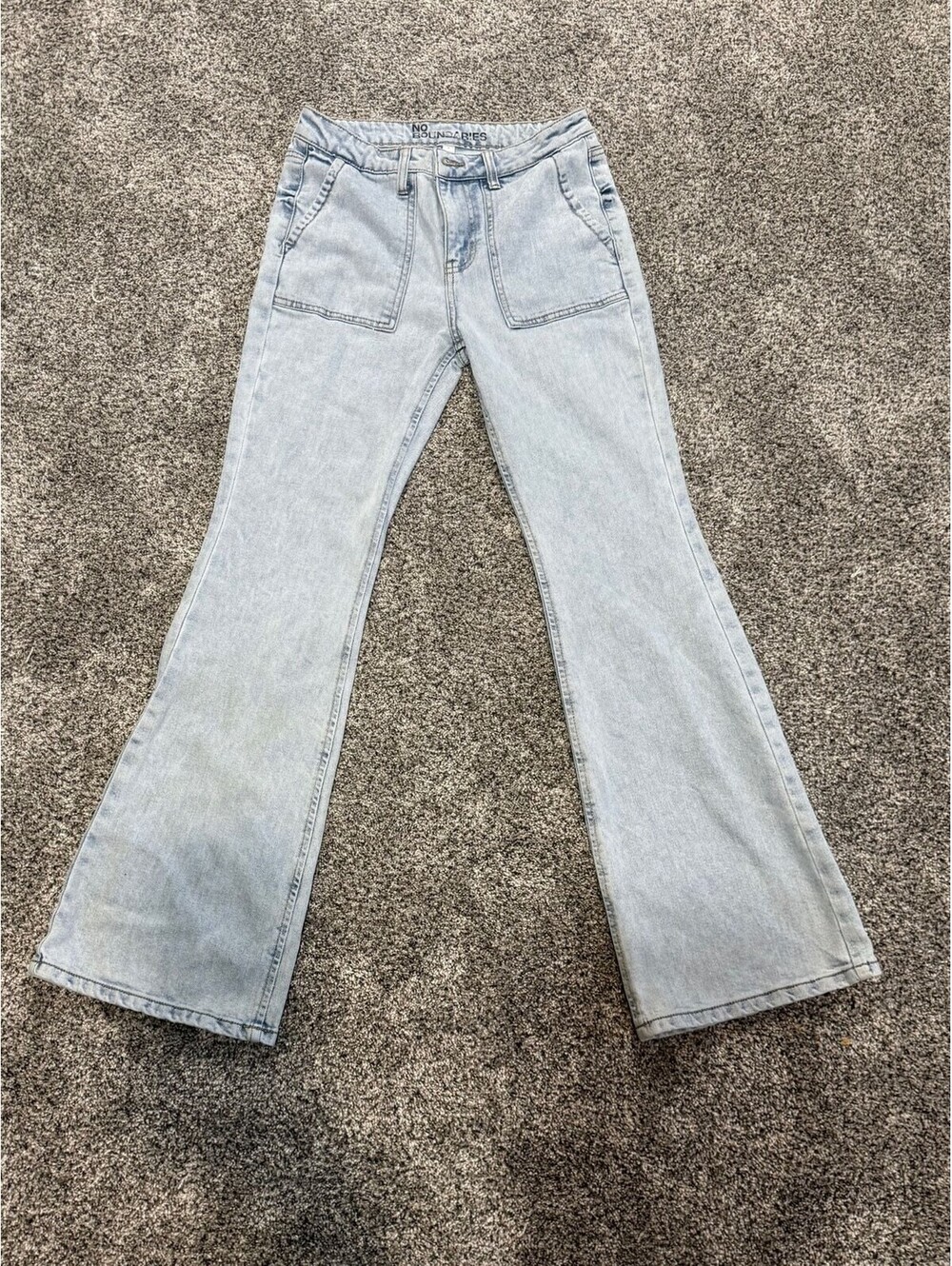 No Boundaries Women's Mid Rise Porkchop Flare Jeans